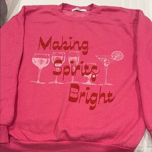 Pink Sweatshirt with Festive Print